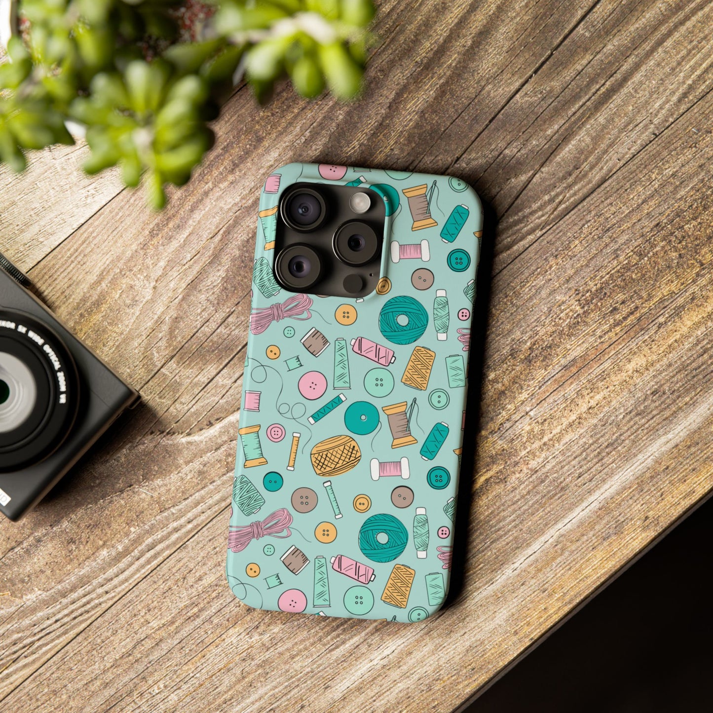 Bobbin’ and Weavin’ Illustrated Sewing Slim Phone Case