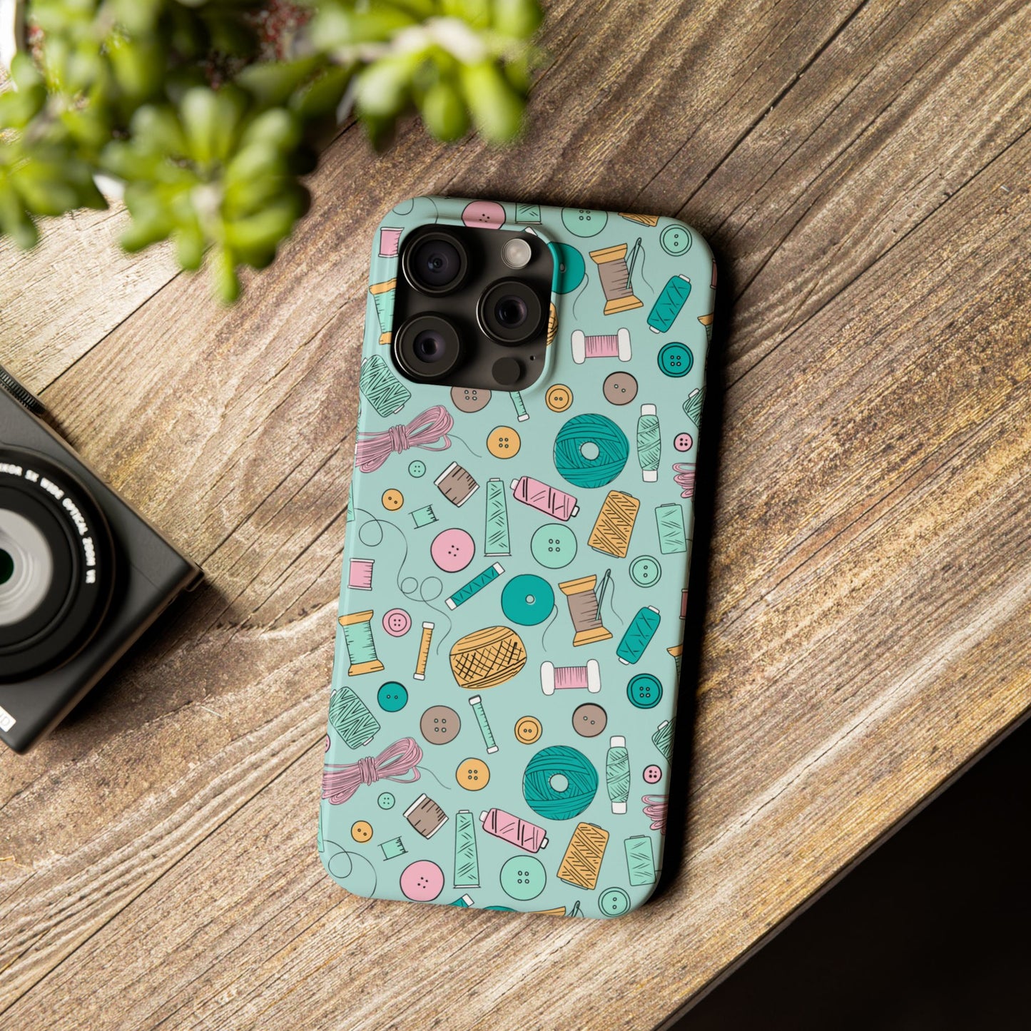 Bobbin’ and Weavin’ Illustrated Sewing Slim Phone Case