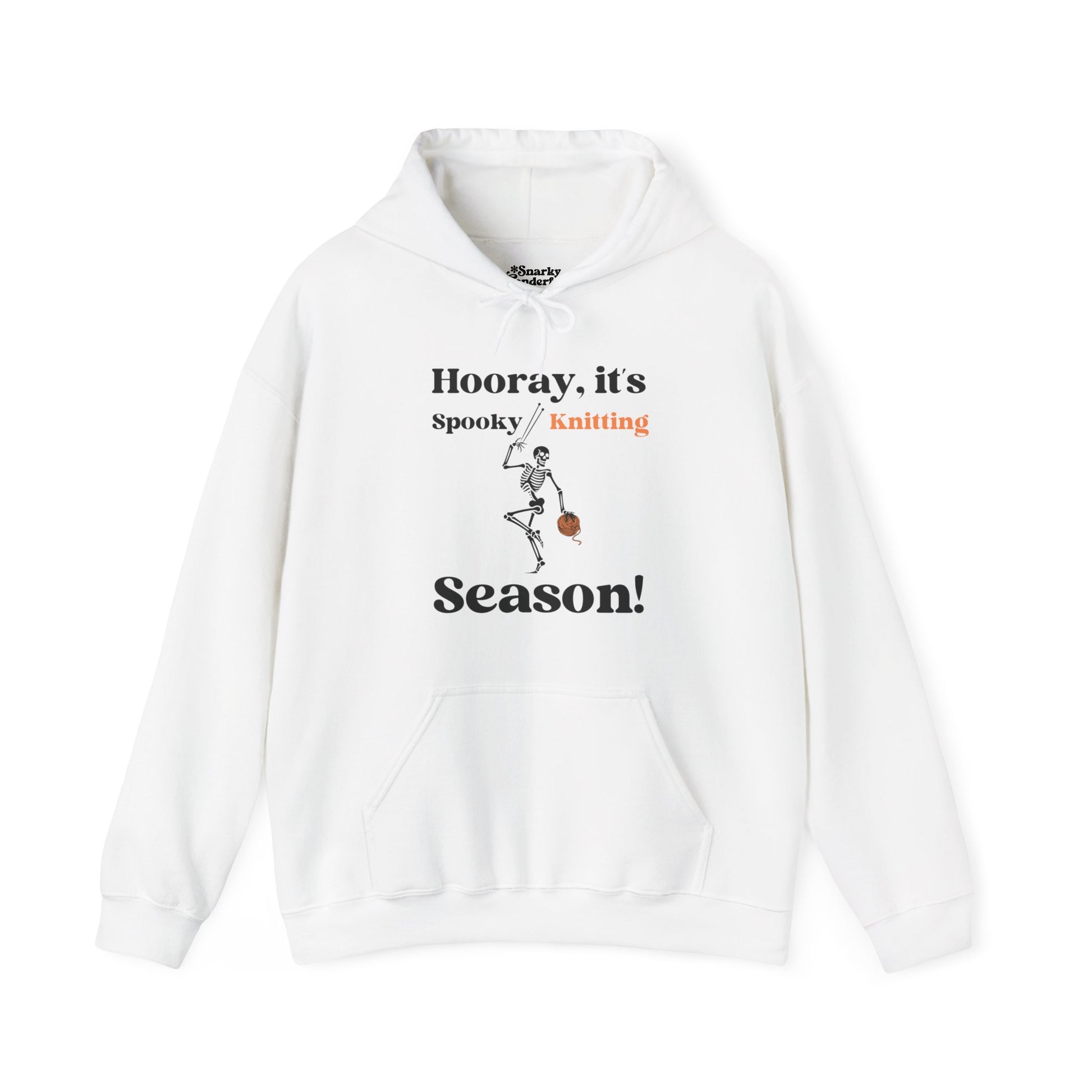 Dancing Skeleton Knitter T-Shirt – "Hooray, It's Spooky/Knitting Season" - Snarky Wonderful - 3