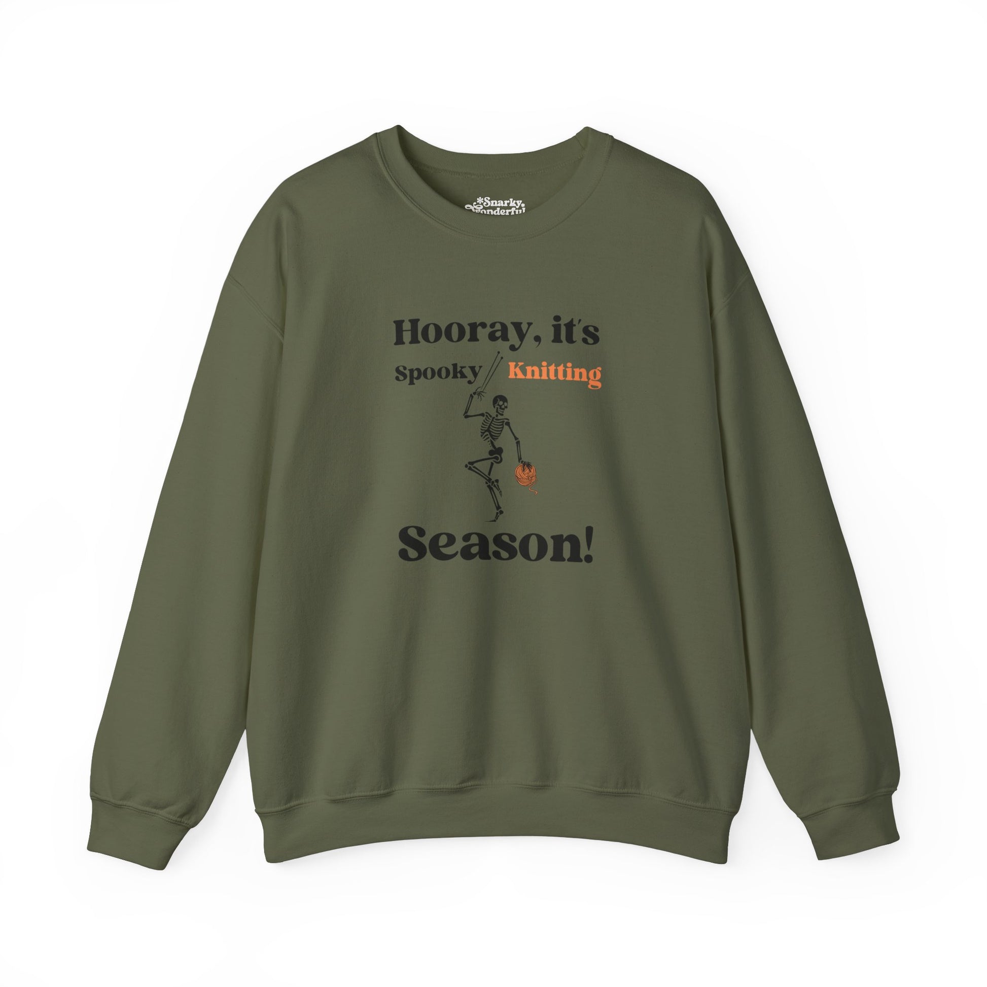 Dancing Skeleton Knitter Sweatshirt – "Hooray, It's Spooky/Knitting Season" - Snarky Wonderful - 8