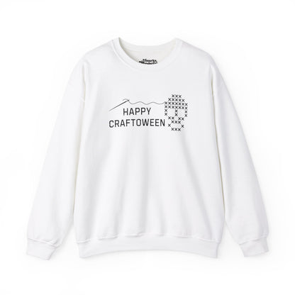 Happy Craftoween Cross-Stitched Skull Sweatshirt - Snarky Wonderful - 5