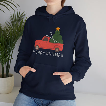 Merry Knitmas Red Christmas Truck Hoodie