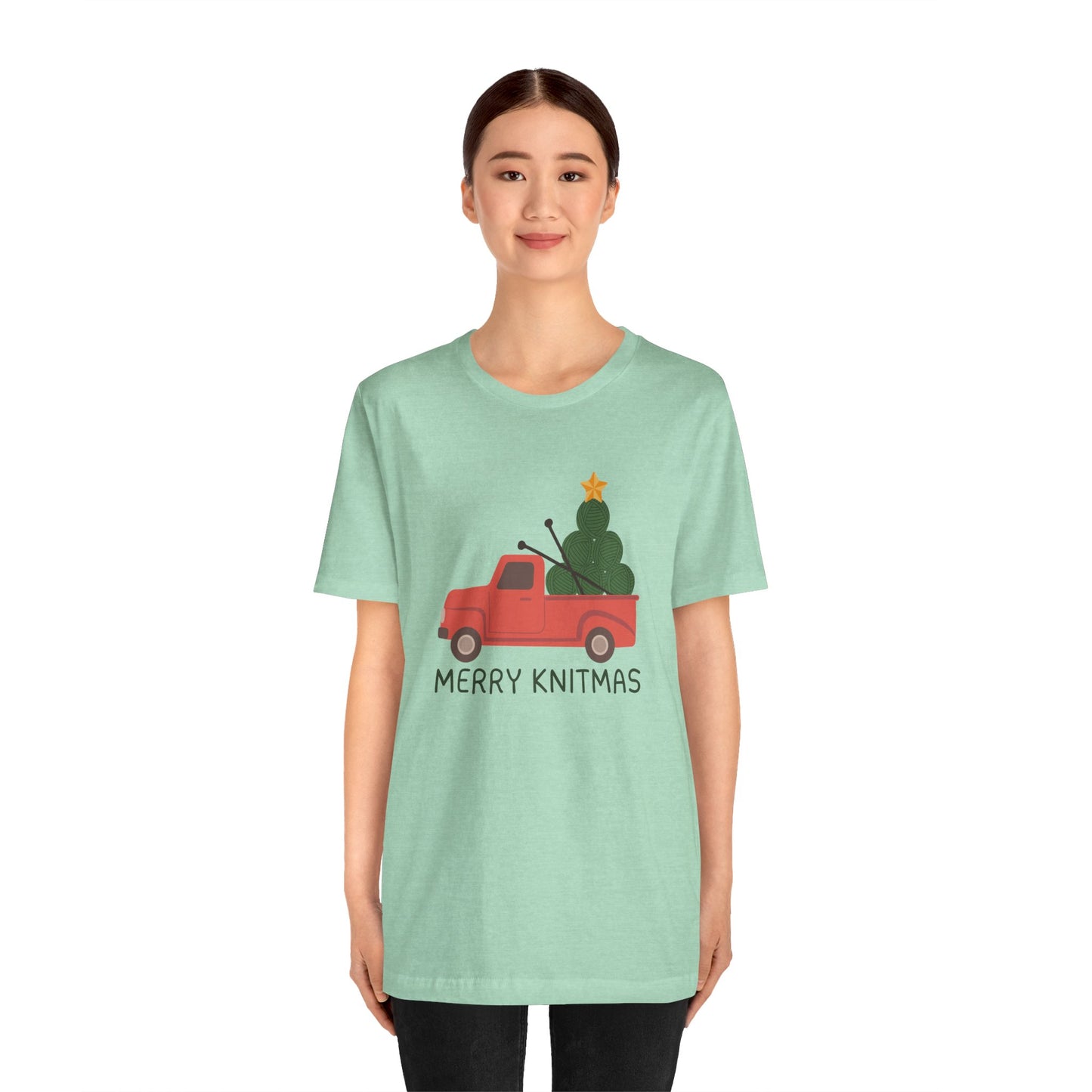 Merry Knitmas Red Christmas Truck Premium T-Shirt