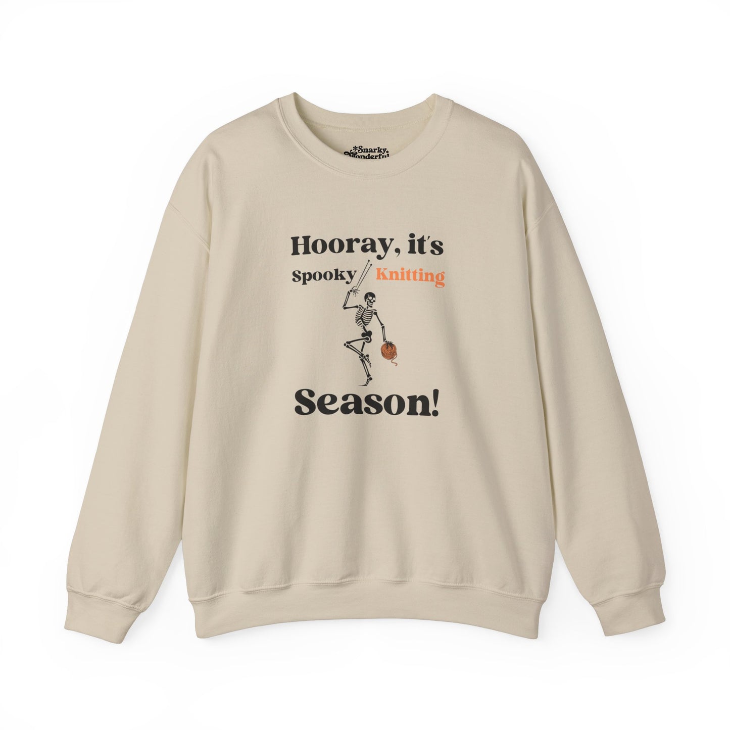 Dancing Skeleton Knitter Sweatshirt – "Hooray, It's Spooky/Knitting Season" - Snarky Wonderful - 6