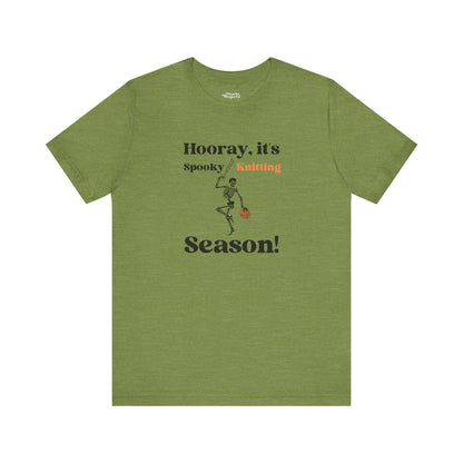 Dancing Skeleton Knitter T-Shirt – "Hooray, It's Spooky/Knitting Season" - Snarky Wonderful - 5