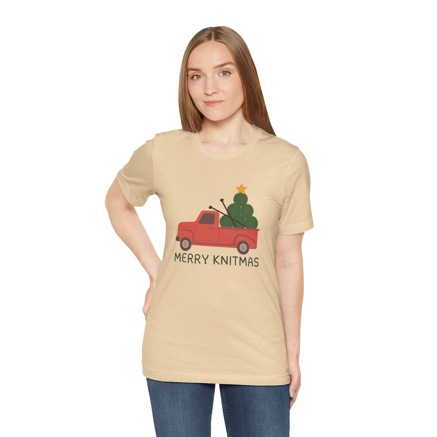 Merry Knitmas Red Christmas Truck Premium T-Shirt