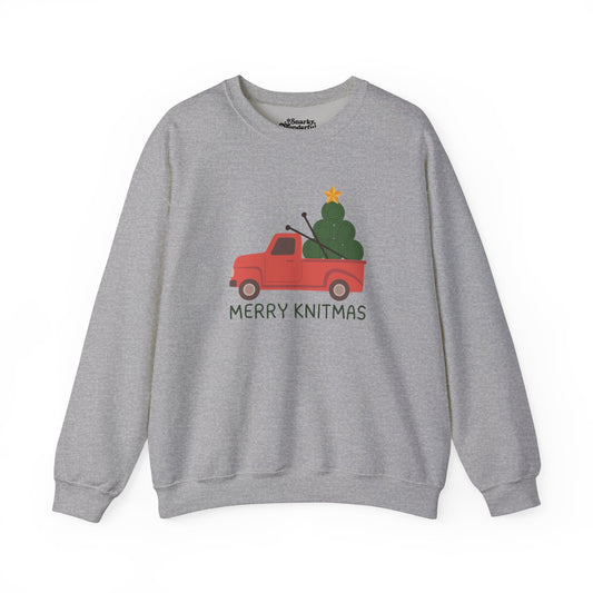 Merry Knitmas Red Christmas Truck Sweatshirt