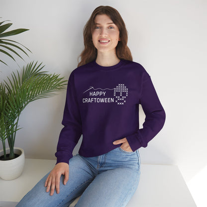 Happy Craftoween Cross-Stitched Skull Sweatshirt - Snarky Wonderful - 2