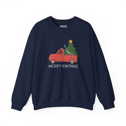 Merry Knitmas Red Christmas Truck Sweatshirt