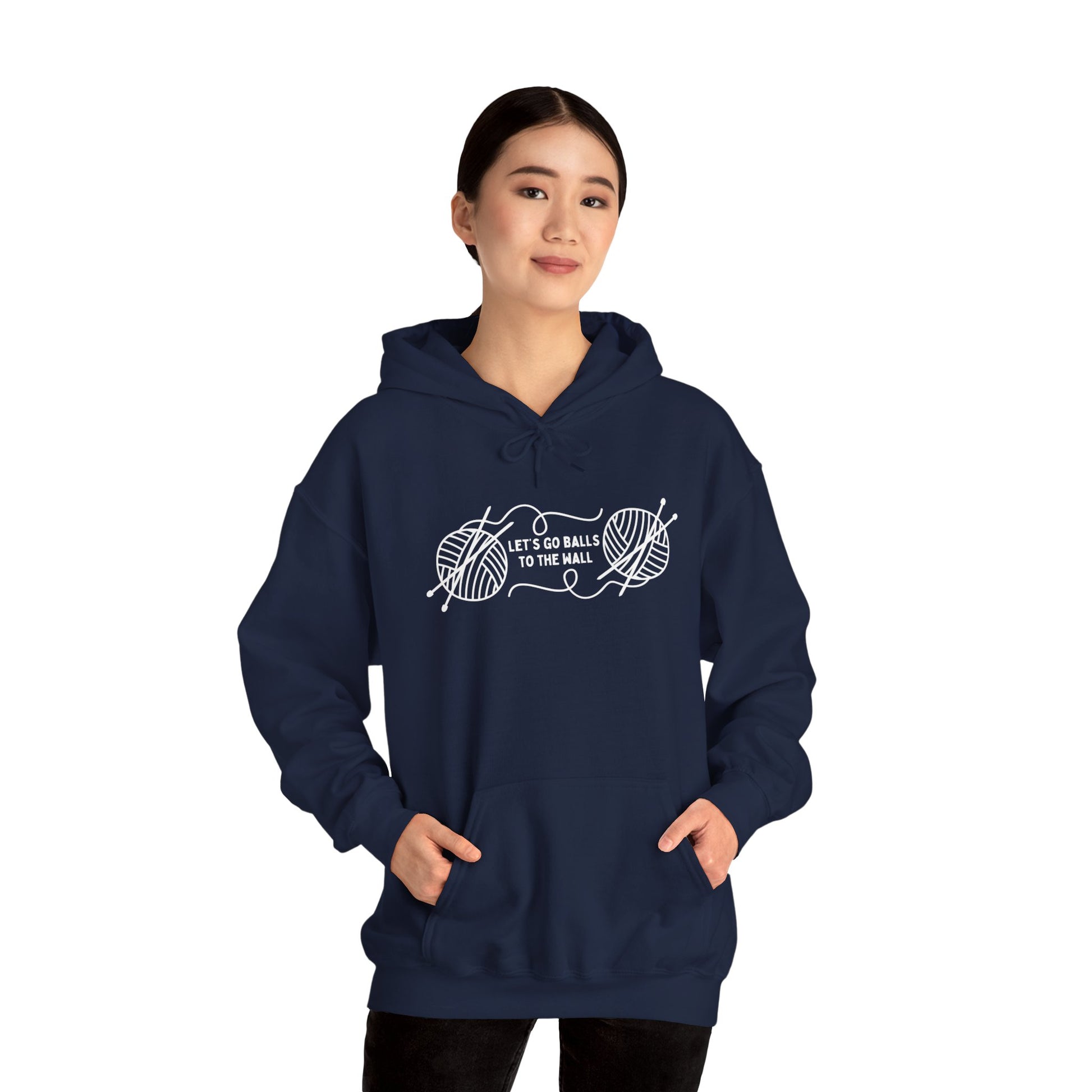 Let's Go Balls to the Wall Knitting Hoodie - Snarky Wonderful - 2