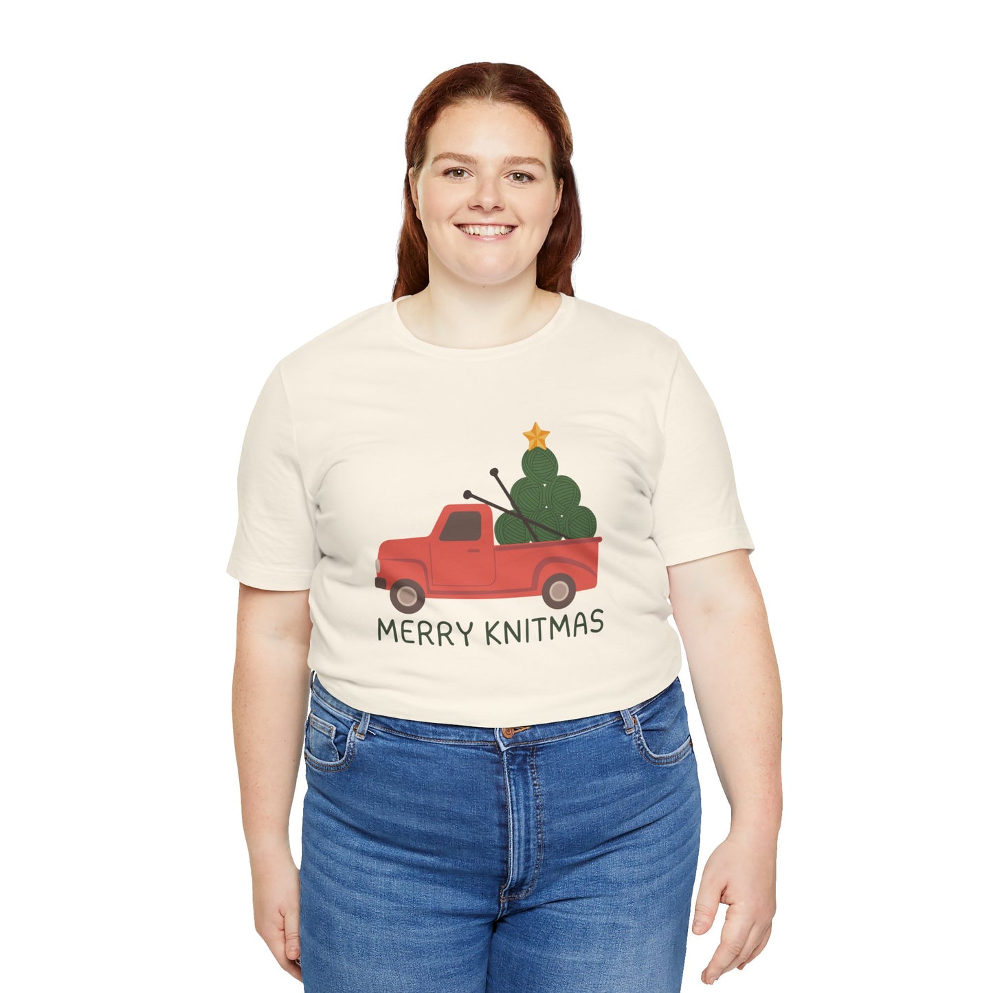 Merry Knitmas Red Christmas Truck Premium T-Shirt