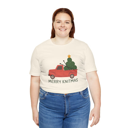 Merry Knitmas Red Christmas Truck Premium T-Shirt