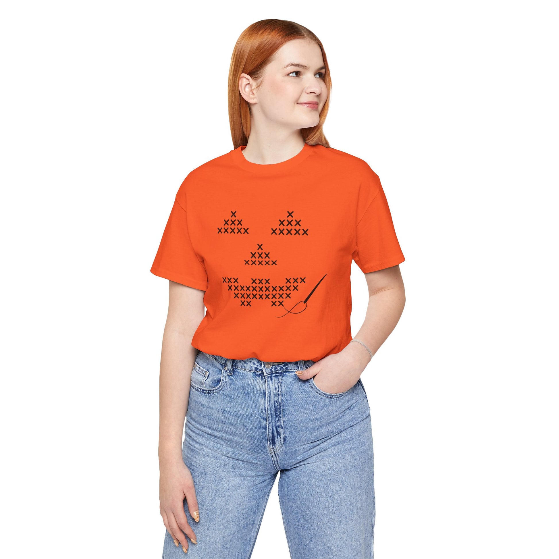 Cross-Stitched Jack-o'-Lantern Halloween T-Shirt - Snarky Wonderful - 2