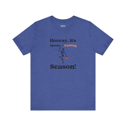 Dancing Skeleton Knitter T-Shirt – "Hooray, It's Spooky/Knitting Season" - Snarky Wonderful - 6