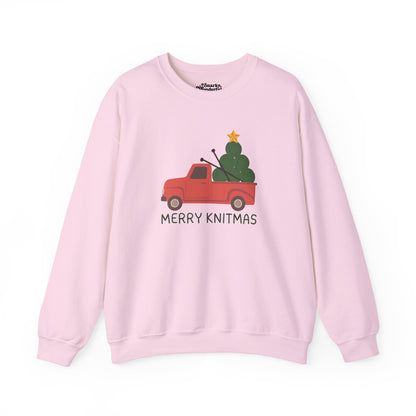 Merry Knitmas Red Christmas Truck Sweatshirt