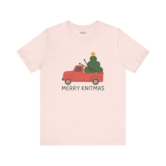 Merry Knitmas Red Christmas Truck Premium T-Shirt