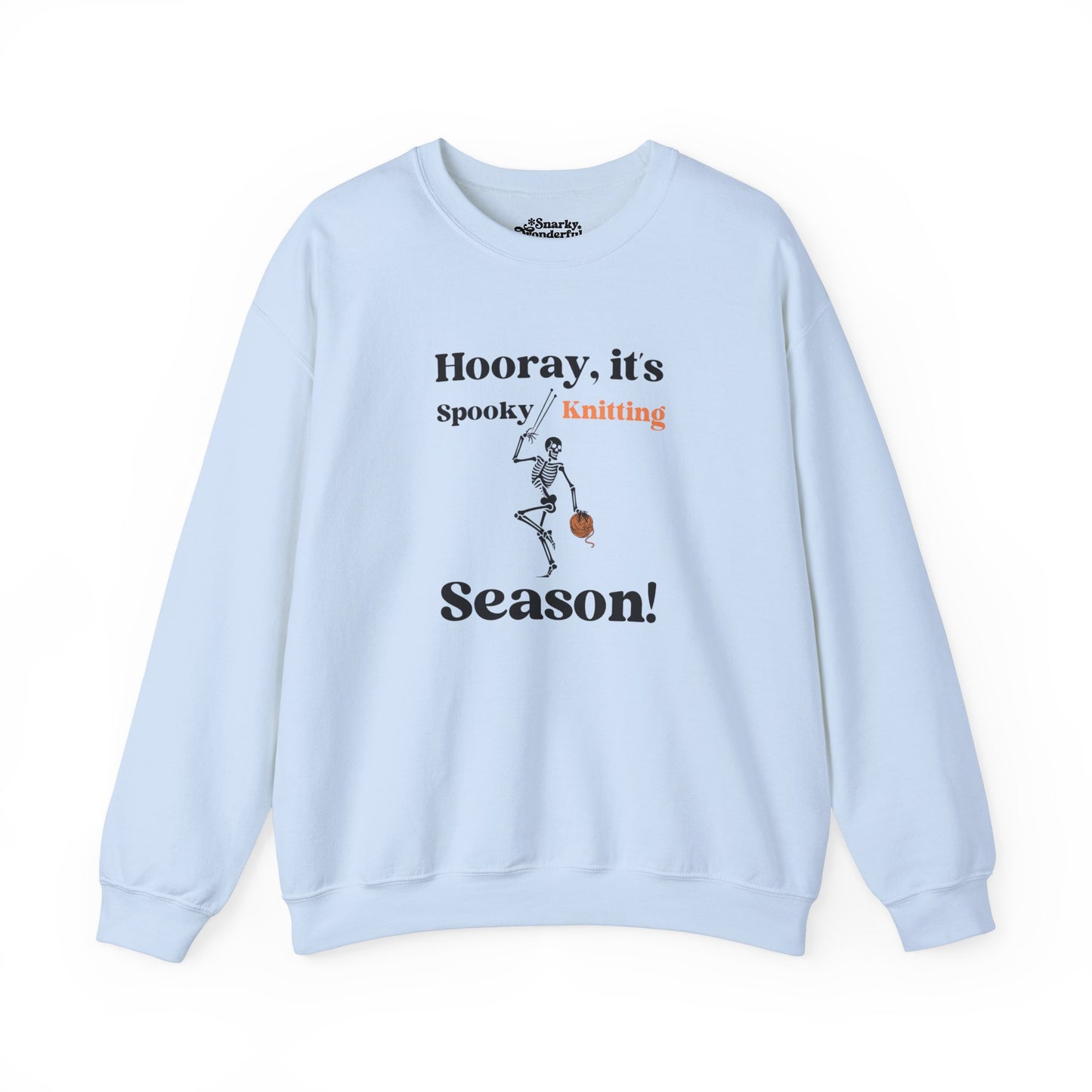 Dancing Skeleton Knitter Sweatshirt – "Hooray, It's Spooky/Knitting Season" - Snarky Wonderful - 4