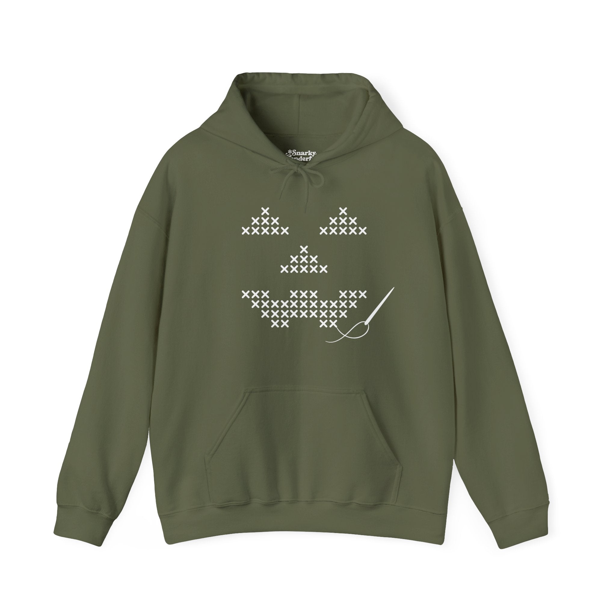 Cross-Stitched Jack-o'-Lantern Halloween Hoodie – Snarky
