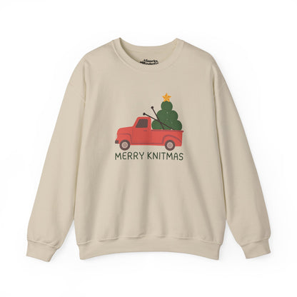 Merry Knitmas Red Christmas Truck Sweatshirt