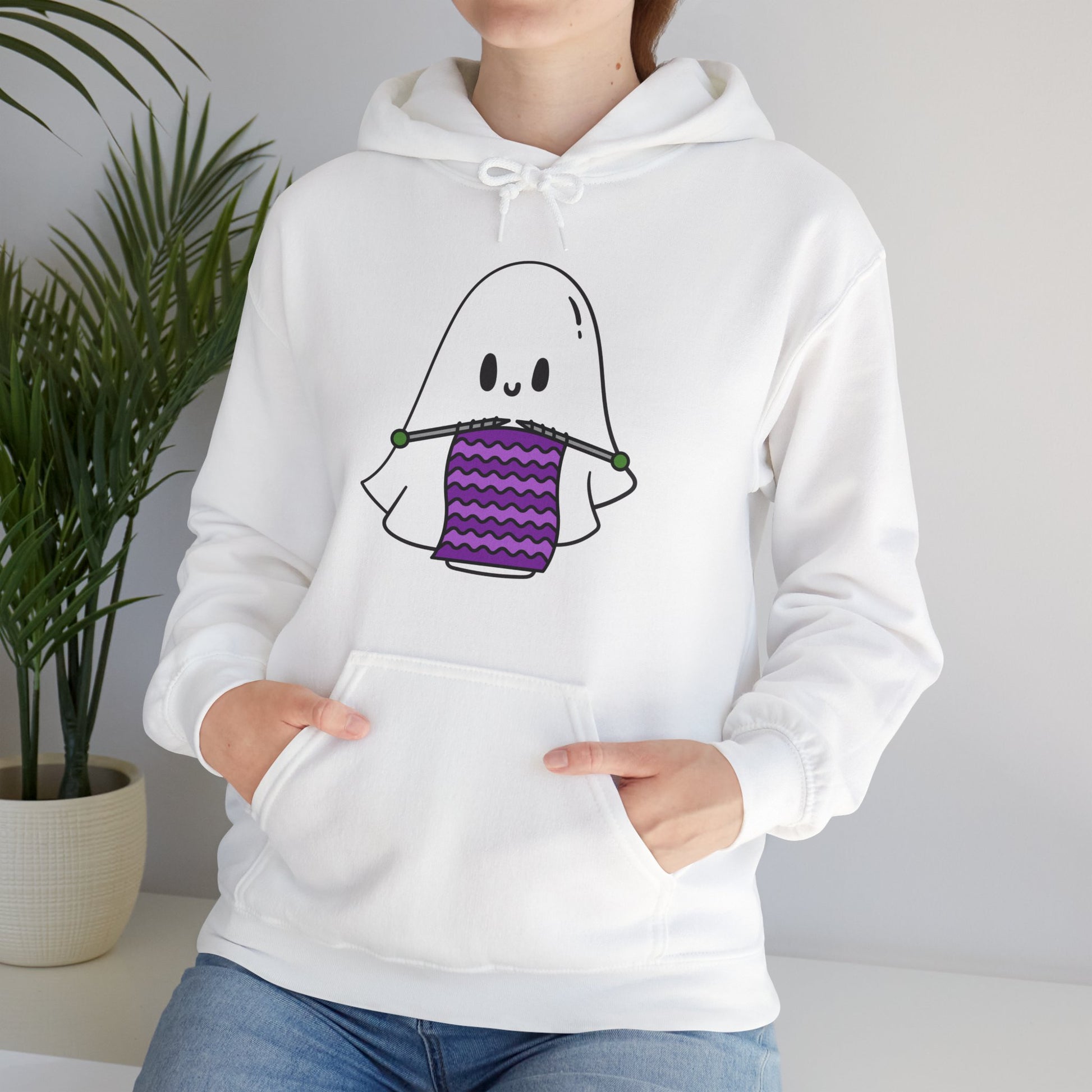 Knitting Ghost Halloween Hoodie - Snarky Wonderful - 2