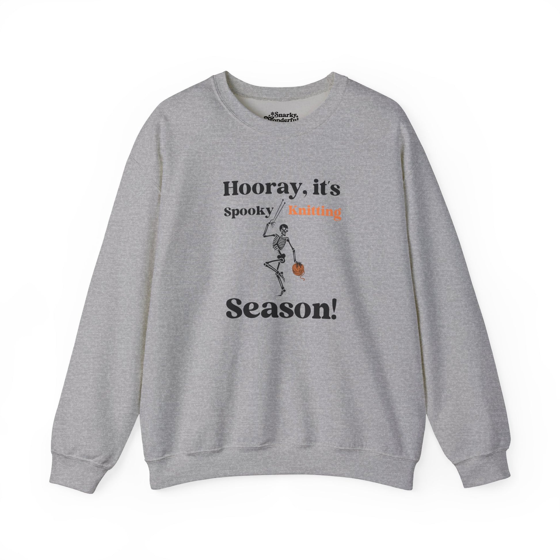 Dancing Skeleton Knitter Sweatshirt – "Hooray, It's Spooky/Knitting Season" - Snarky Wonderful - 7