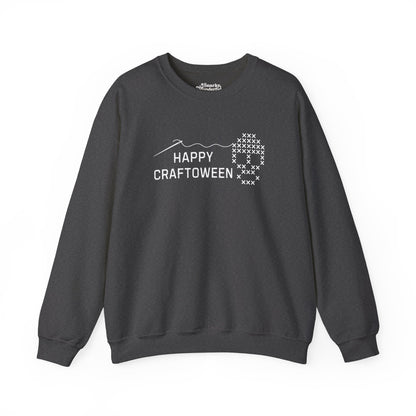 Happy Craftoween Cross-Stitched Skull Sweatshirt - Snarky Wonderful - 3