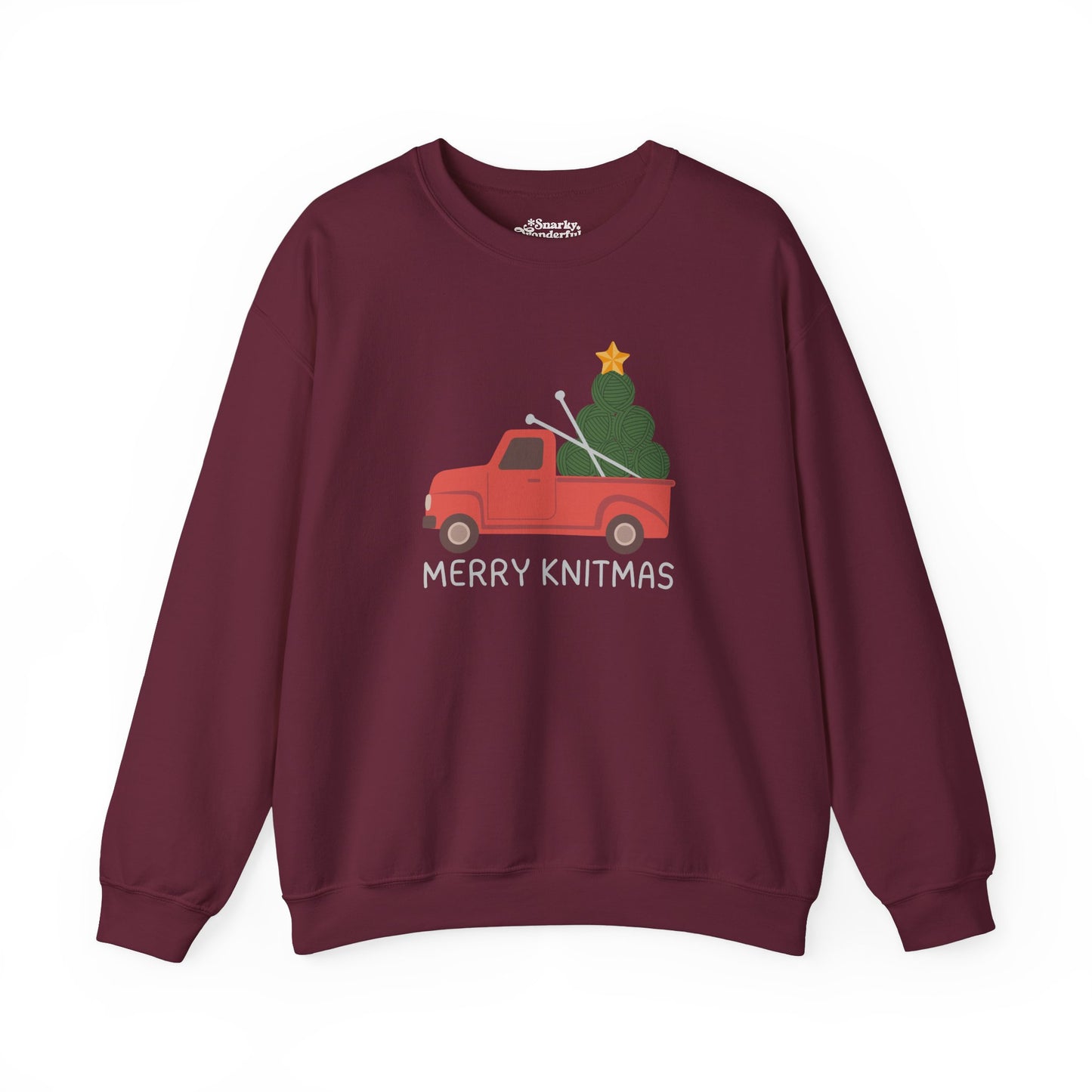 Merry Knitmas Red Christmas Truck Sweatshirt