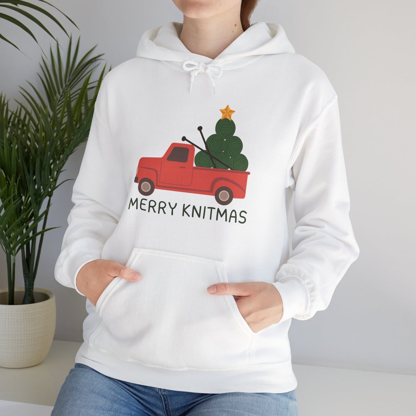 Merry Knitmas Red Christmas Truck Hoodie