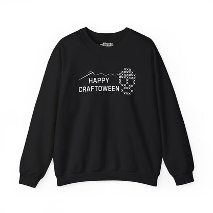 Happy Craftoween Cross-Stitched Skull Sweatshirt - Snarky Wonderful - 6