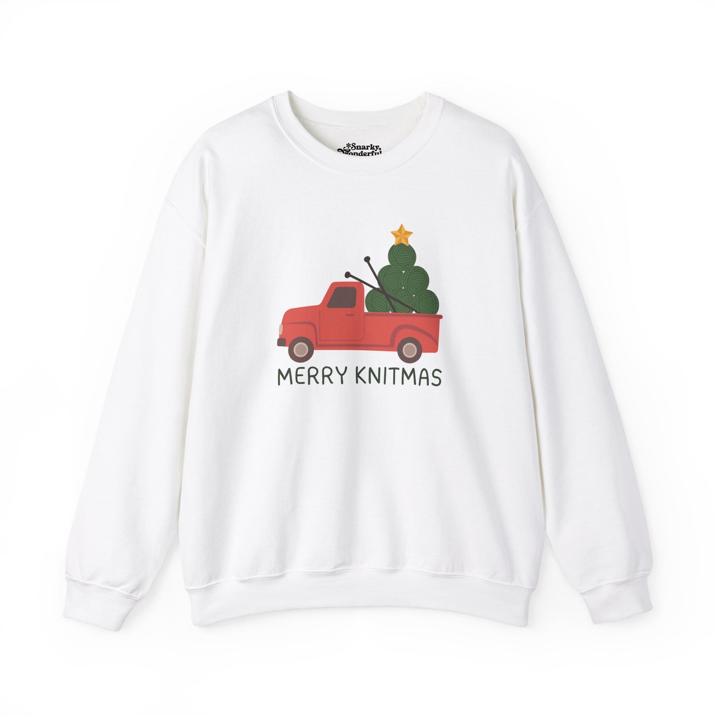 Merry Knitmas Red Christmas Truck Sweatshirt