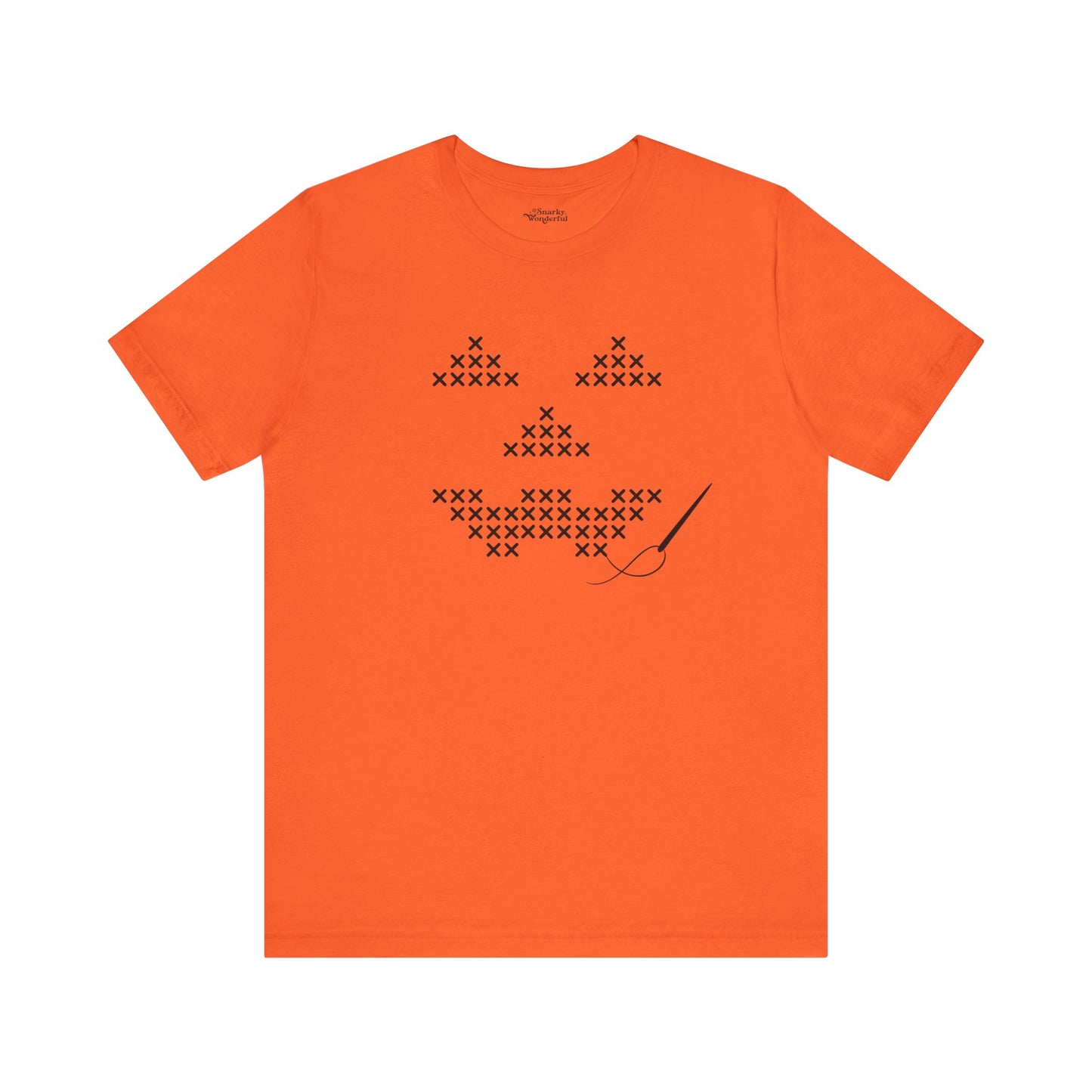 Cross-Stitched Jack-o'-Lantern Halloween T-Shirt - Snarky Wonderful - 1