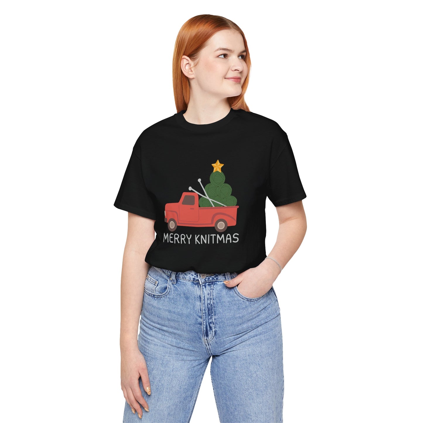 Merry Knitmas Red Christmas Truck Premium T-Shirt