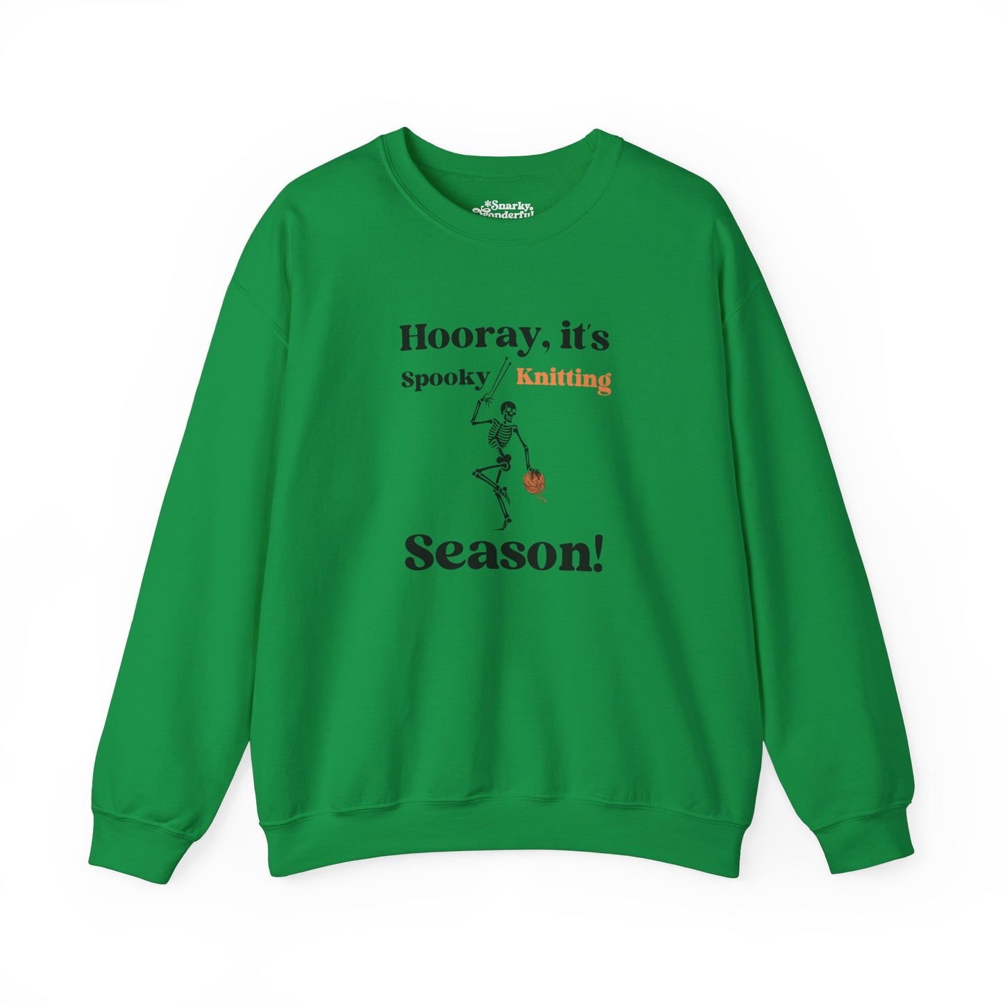 Dancing Skeleton Knitter Sweatshirt – "Hooray, It's Spooky/Knitting Season" - Snarky Wonderful - 3