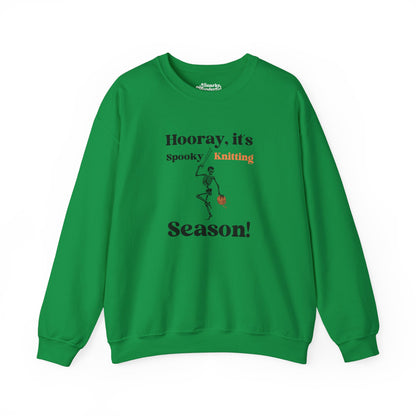 Dancing Skeleton Knitter Sweatshirt – "Hooray, It's Spooky/Knitting Season" - Snarky Wonderful - 3