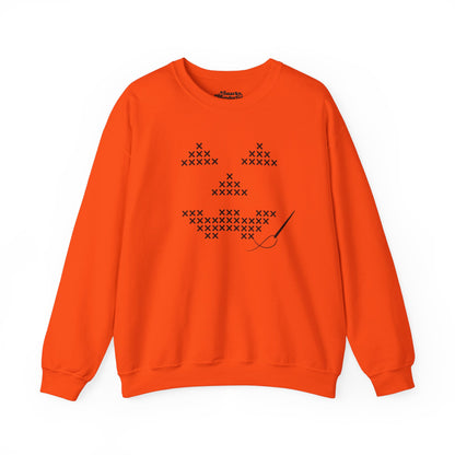 Cross-Stitched Jack-o'-Lantern Halloween Sweatshirt - Snarky Wonderful - 1