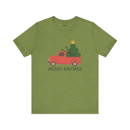 Merry Knitmas Red Christmas Truck Premium T-Shirt