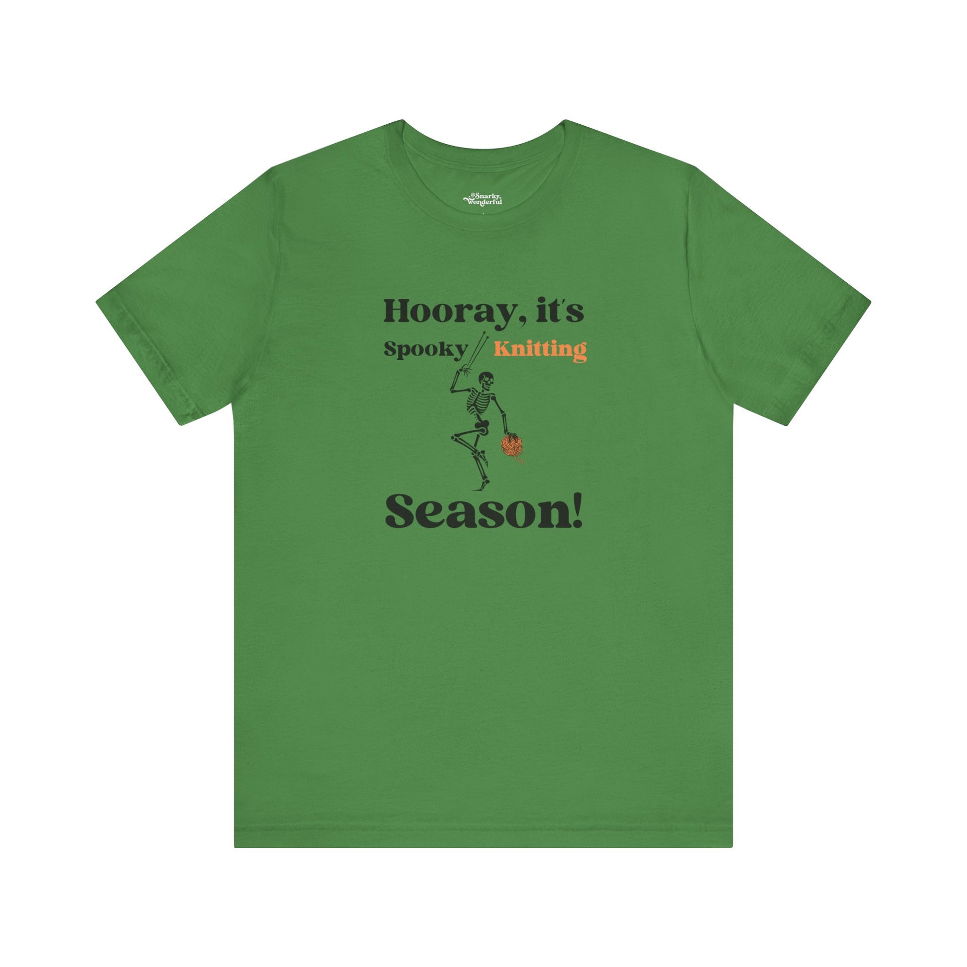 Dancing Skeleton Knitter T-Shirt – "Hooray, It's Spooky/Knitting Season" - Snarky Wonderful - 7